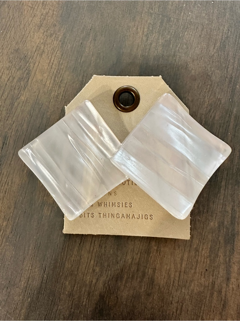 ANTHROPOLOGIE Faux White Mother of Pearl Look Lucite Chunky Post Earrings NWT